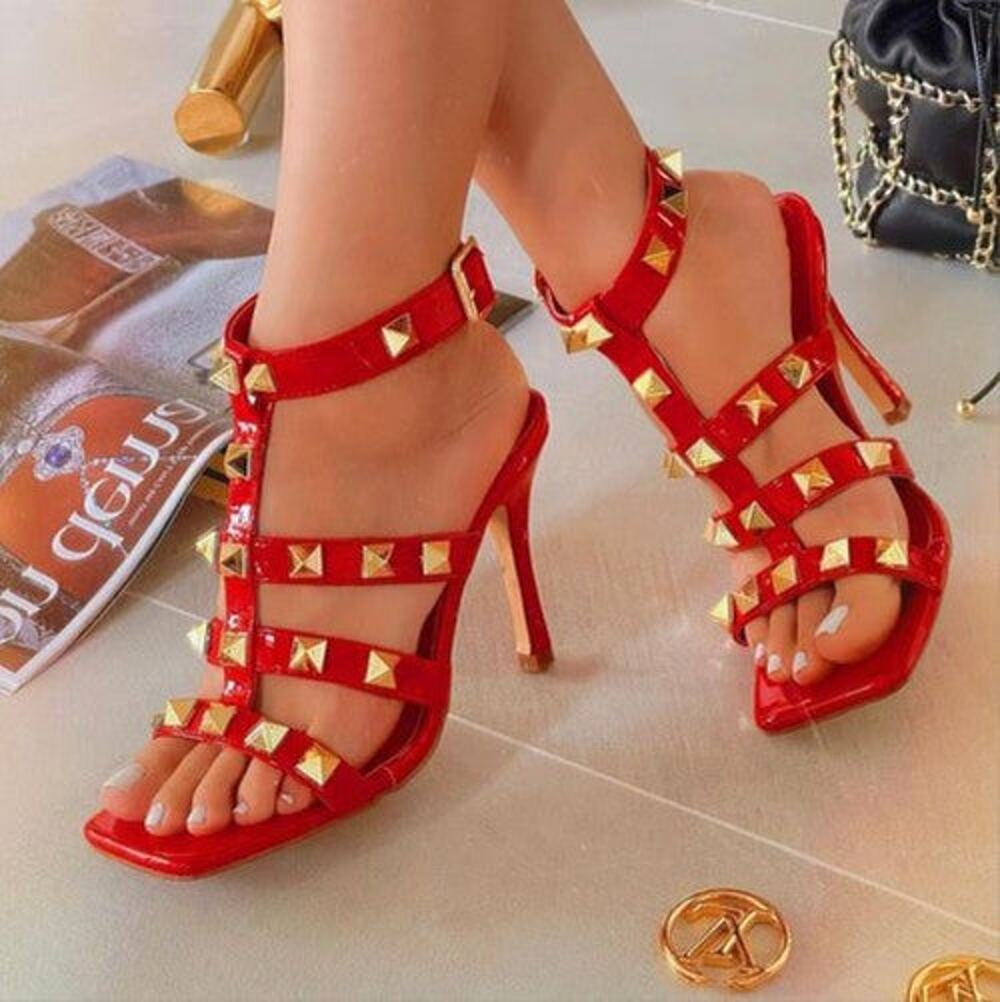 "Zade" Red Studded Heel